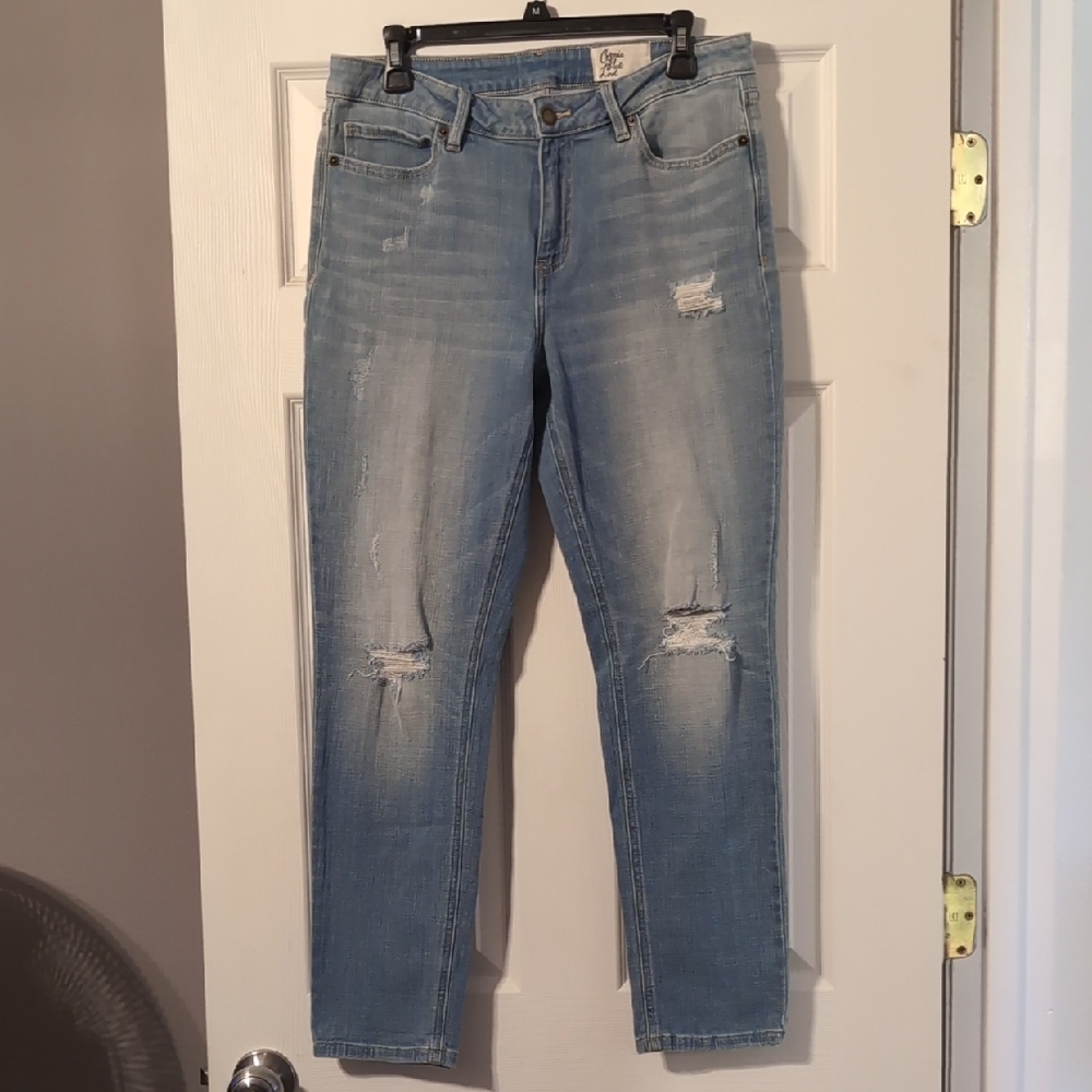 Classic Light Blue Distressed Ankle Jeans